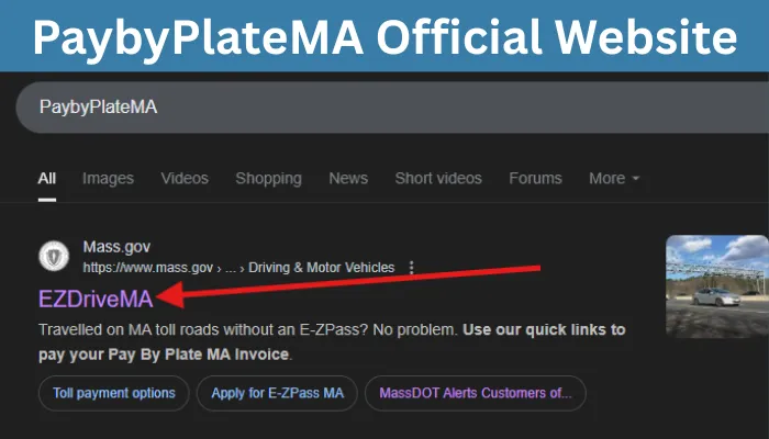 Screenshot of Official PayByPlate MA Website